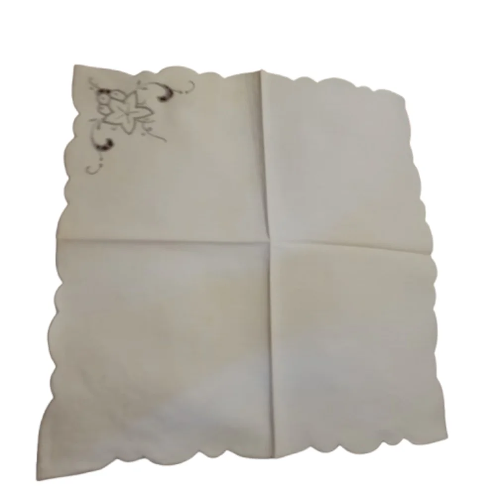 Vintage Embroidered Napkin Set Cream Floral Linen Cottagecore Table Linens